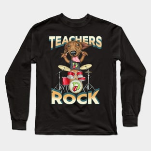 funny cute Teachers back to school students Doxie dachshund Long Sleeve T-Shirt